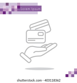 Web line icon. Credit card in hand