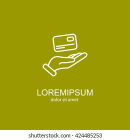 Web line icon. Credit card in hand