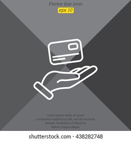 Web line icon. Credit card in hand