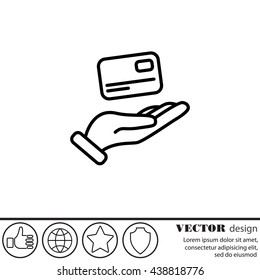 Web line icon. Credit card in hand