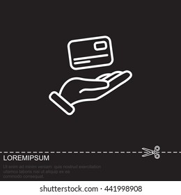 Web line icon. Credit card in hand