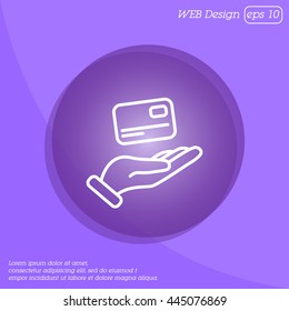 Web line icon. Credit card in hand