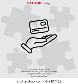 Web line icon. Credit card in hand