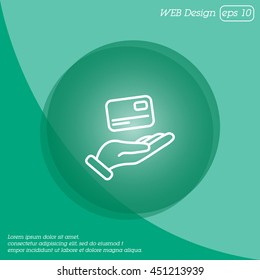 Web line icon. Credit card in hand