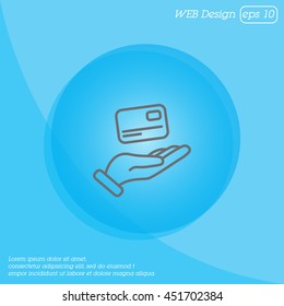 Web line icon. Credit card in hand