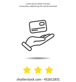 Web line icon. Credit card in hand