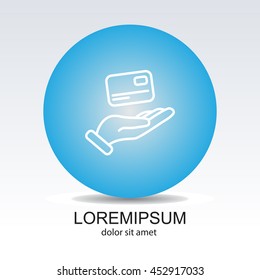 Web line icon. Credit card in hand