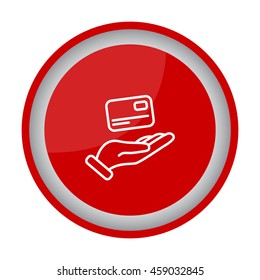 Web line icon. Credit card in hand