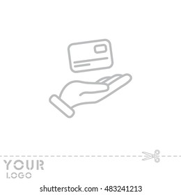 Web line icon. Credit card in hand