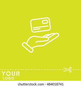 Web line icon. Credit card in hand