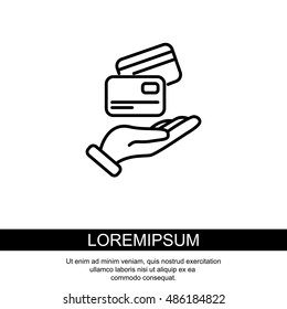 Web line icon. Credit card in hand