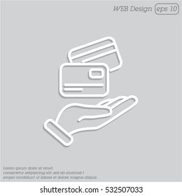 Web line icon. Credit card in hand