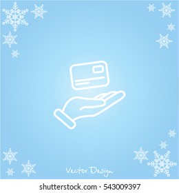 Web line icon. Credit card in hand