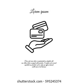 Web line icon. Credit card in hand