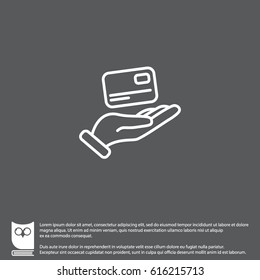 Web line icon. Credit card in hand