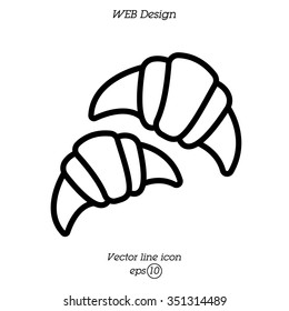 Web line icon. Croissants