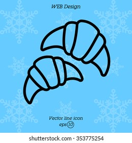 Web line icon. Croissants