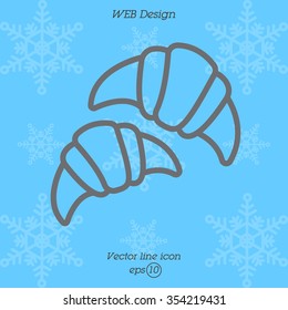 Web line icon. Croissants