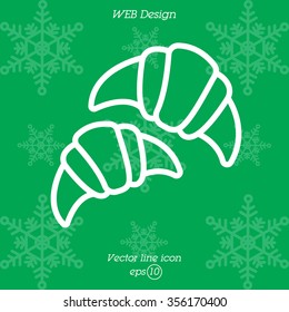 Web line icon. Croissants