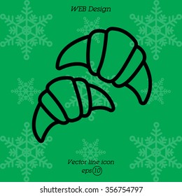 Web line icon. Croissants
