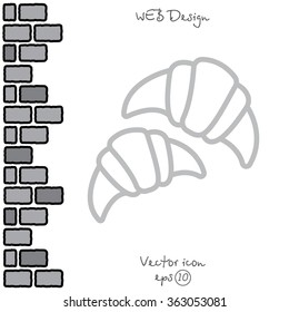 Web line icon. Croissants
