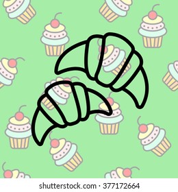 Web line icon. Croissants
