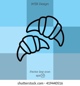 Web line icon. Croissants