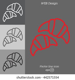 Web line icon. Croissants