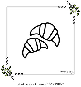 Web line icon. Croissants