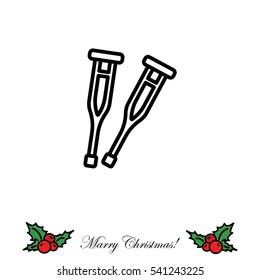 Web line icon. Crutches