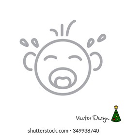 Web line icon. Crying Baby