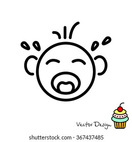 Web line icon. Crying Baby
