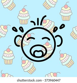 Web line icon. Crying Baby