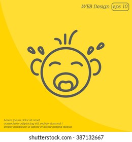 Web line icon. Crying Baby