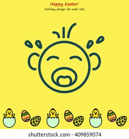Web line icon. Crying Baby