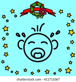 Web line icon. Crying Baby