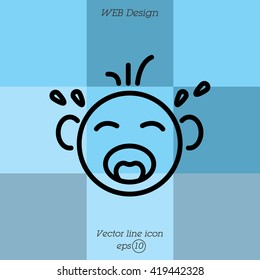 Web line icon. Crying Baby