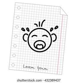 Web line icon. Crying Baby