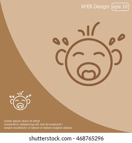 Web line icon. Crying Baby