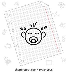 Web line icon. Crying Baby
