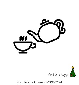 Web line icon. Cup and teapot, Tea ceremony