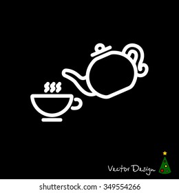 Web line icon. Cup and teapot, Tea ceremony