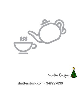Web line icon. Cup and teapot, Tea ceremony