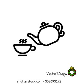 Web line icon. Cup and teapot, Tea ceremony