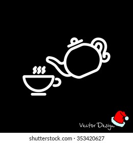 Web line icon. Cup and teapot, Tea ceremony