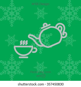 Web line icon. Cup and teapot, Tea ceremony
