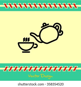 Web line icon. Cup and teapot, Tea ceremony