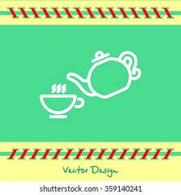 Web line icon. Cup and teapot, Tea ceremony
