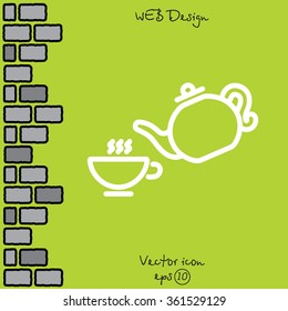 Web line icon. Cup and teapot, Tea ceremony