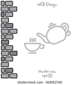 Web line icon. Cup and teapot, Tea ceremony
